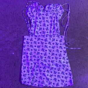 Floral Print Dress with Straps , very long!